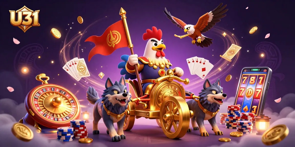 Experience the excitement at U31 with a warrior riding into a vibrant casino battle.