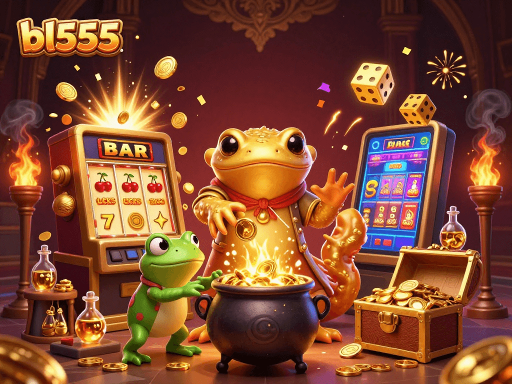 Experience the thrill of victory at bl555 playing with the golden salamander alchemist in a vibrant casino scene.