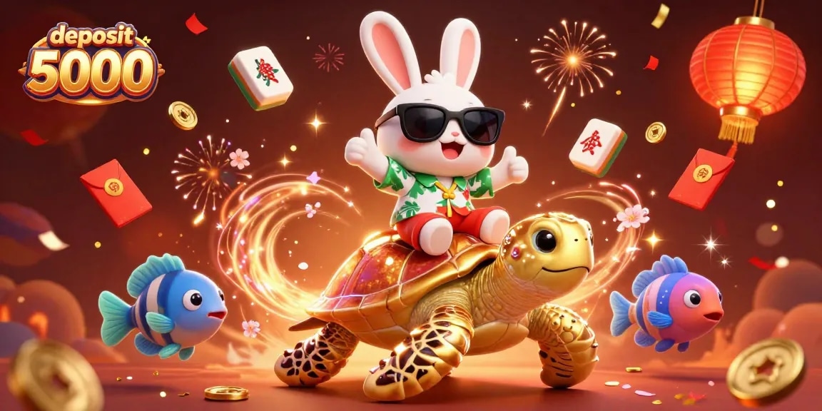 Experience the thrill of deposit 5000 with this vibrant scene featuring lucky symbols and characters celebrating wins.