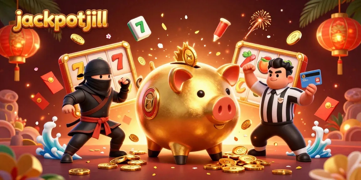 Experience exciting jackpotjill thrills with cartoon slots, golden coins, and dynamic gaming action!