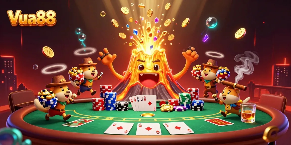 Engage with Vua88's thrilling online casino experience filled with treasures, poker tables, and excitement.