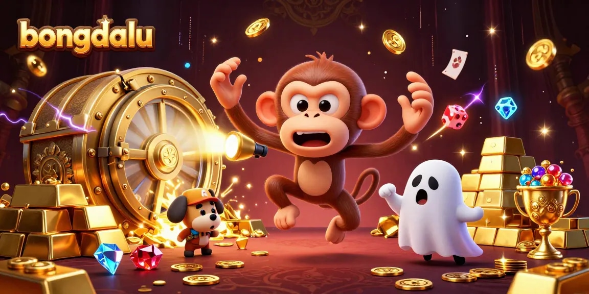Catch the bongdalu spirit as a mischievous monkey juggles gold in a haunted casino scene.