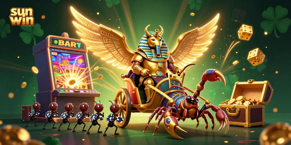 Experience thrilling action at sun win with a golden scarab beetle and dazzling casino elements.