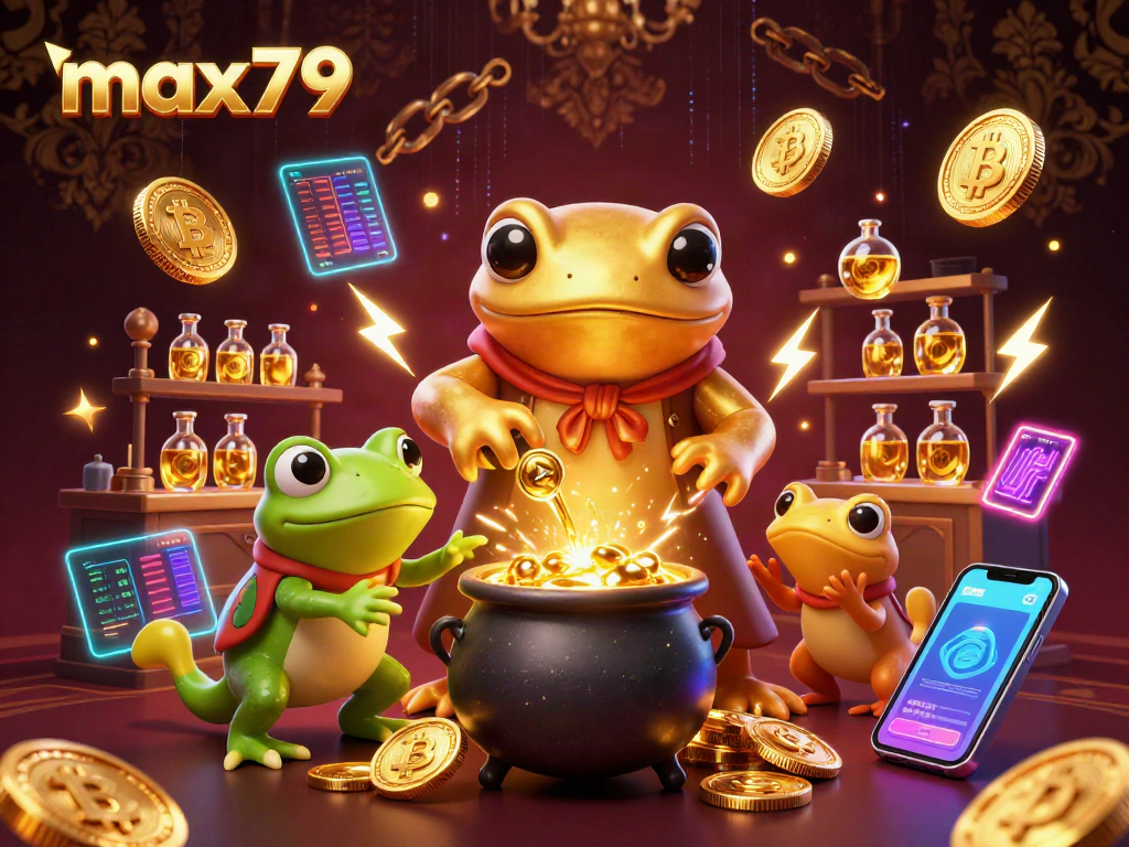 Experience max79's vibrant casino scene with a golden salamander alchemist transforming base metals.