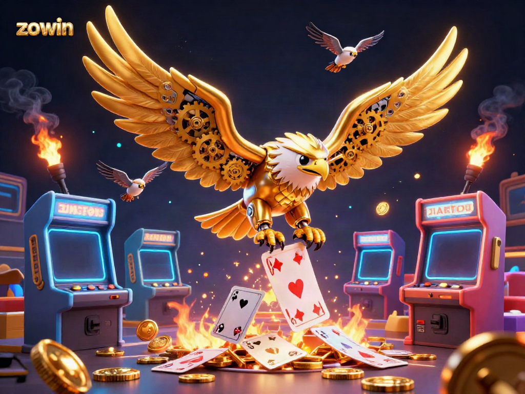Engage with captivating gambling action at Zowin featuring dynamic 3D characters and casino-themed elements.