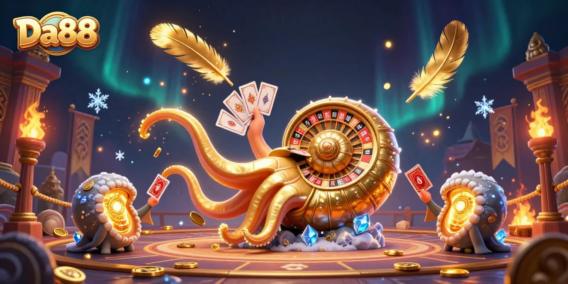 Experience high-stakes excitement with Da88's lively gambling scene featuring a giant nautilus.