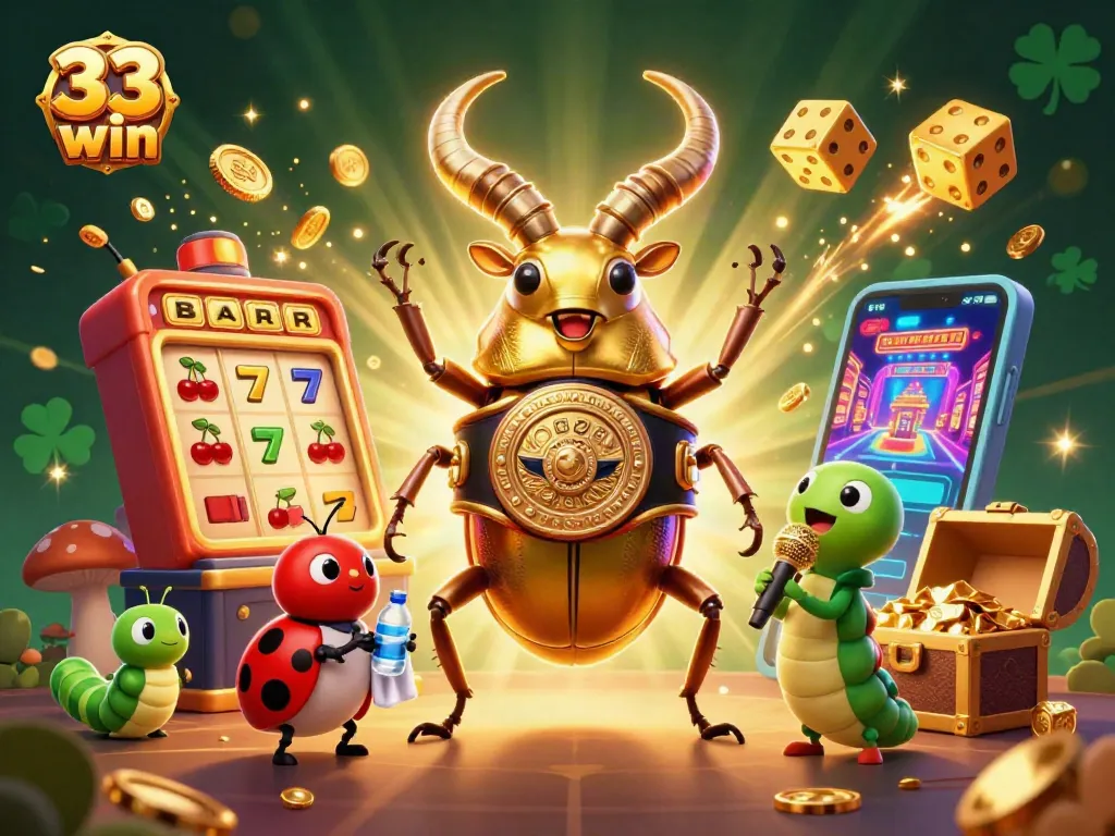 Engage with thrilling games at 33 win, featuring vibrant casino elements and lively characters.