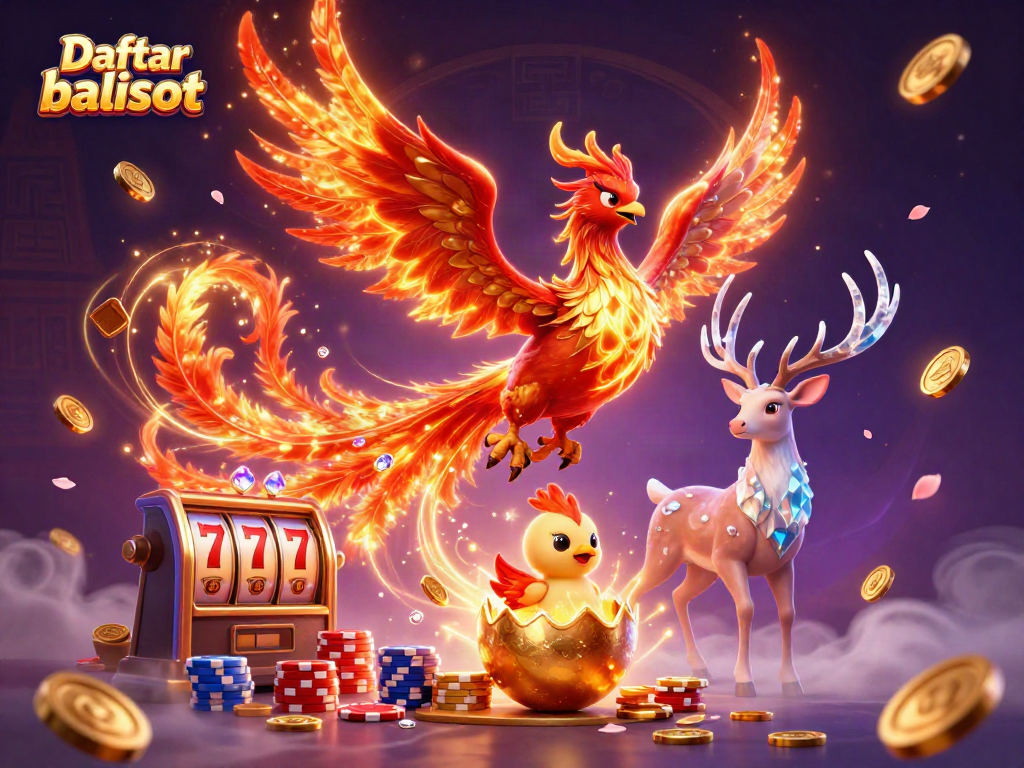 Engage with thrilling gameplay at Daftar balisot featuring a vibrant phoenix and dynamic casino elements.