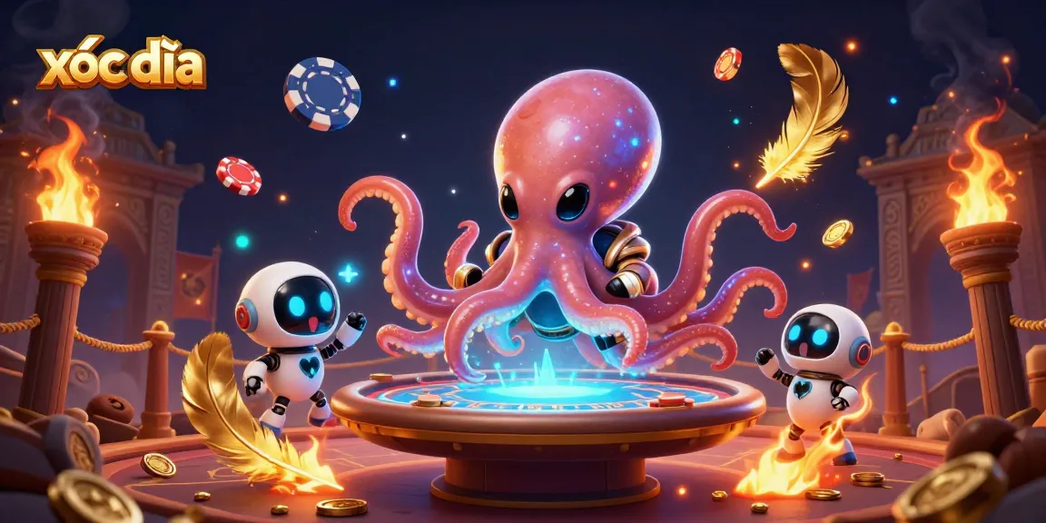 Experience xóc đĩa excitement in a vibrant 3D illustration featuring gaming action and alien themed elements.