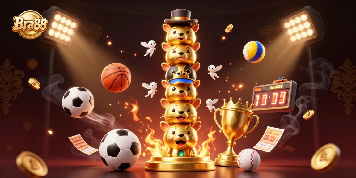 Engage with Bra 88's vibrant 3D casino, showcasing dynamic sports elements and exciting betting visuals.