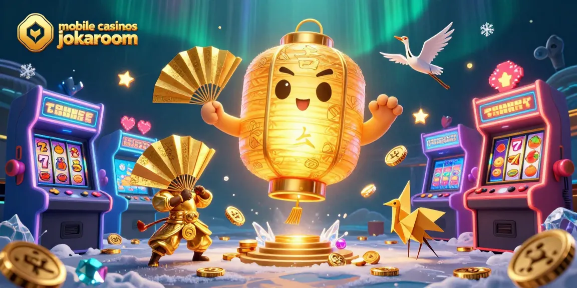Experience mobile casinos jokaroom in action with colorful characters and dynamic game elements in a vibrant casino scene.
